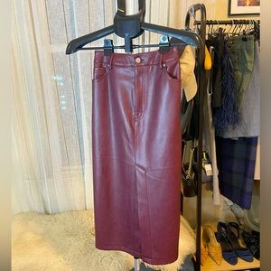 7 For All Man Kind Faux Leather Midi Pencil Skirt with Slit